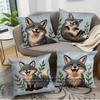 Cute Laughing Fox Embroidery Style Throw Pillow Covers Pattern Cushion Cover Suitable for Sofa Bedroom Car Pillow Cover