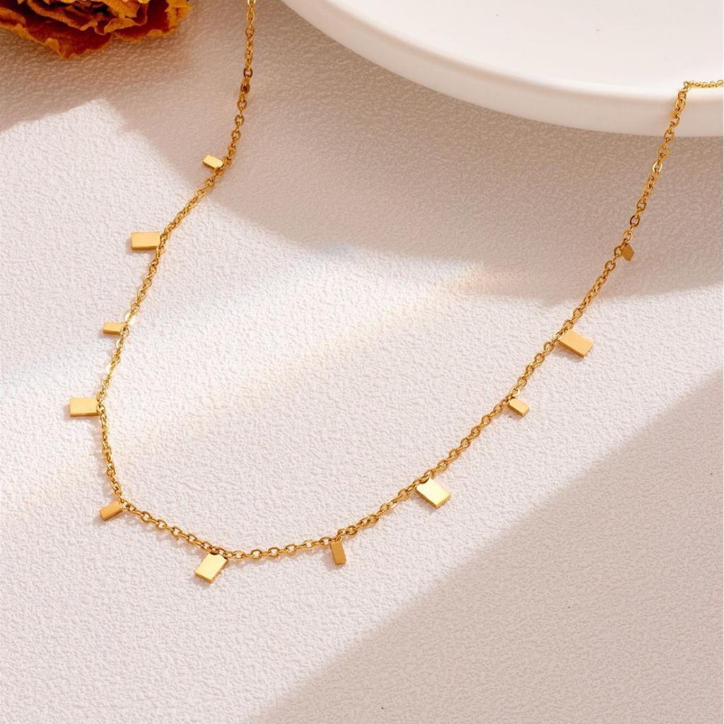 Light Luxury New Water Drop Pearl Bamboo Chain Necklace Women's Niche Design Collarbone Chain 18K Gold Accessories