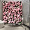 Romantic Pink Rose Shower Curtain - Waterproof, Mildew-Resistant With Lush Floral Design For A Soft And Elegant Bathroom Decor
