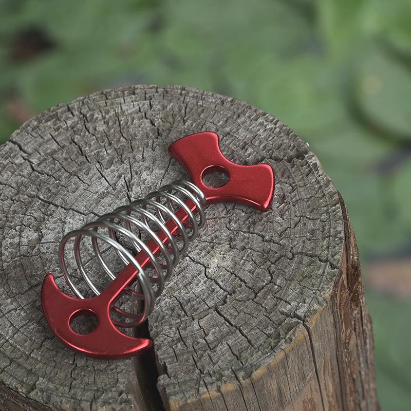 Spring Fishbone Tent Pegs: Outdoor Camping Accessories for Securing Ropes and Awnings On Ground or Deck