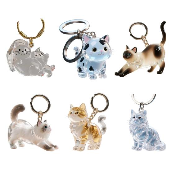 Keychain Pendant Transparent Cat Design Pet Hair Storage Box Key Chain Pet Hair Pendant Keyring Hair Storage Bottle Keychain