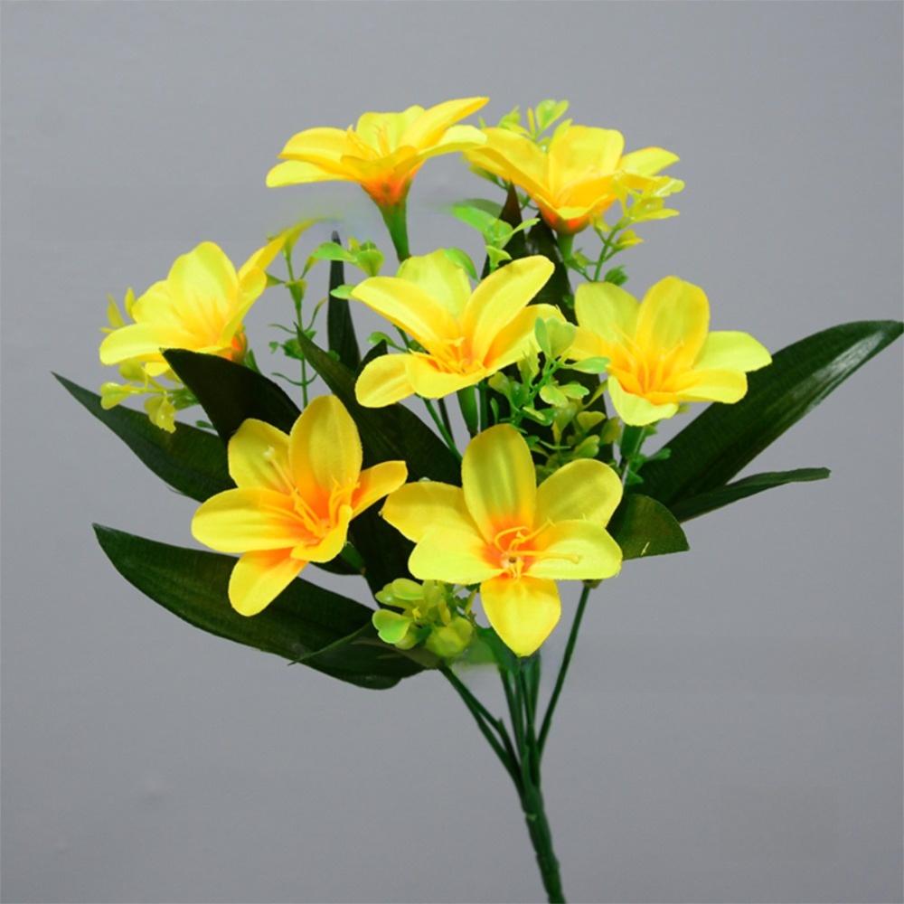 

Яркий искусственный цветок лилии с 7 головками, шелк, 30 см, букет искусственных лилий, искусственные украшения для гостиной, офиса жёлтый