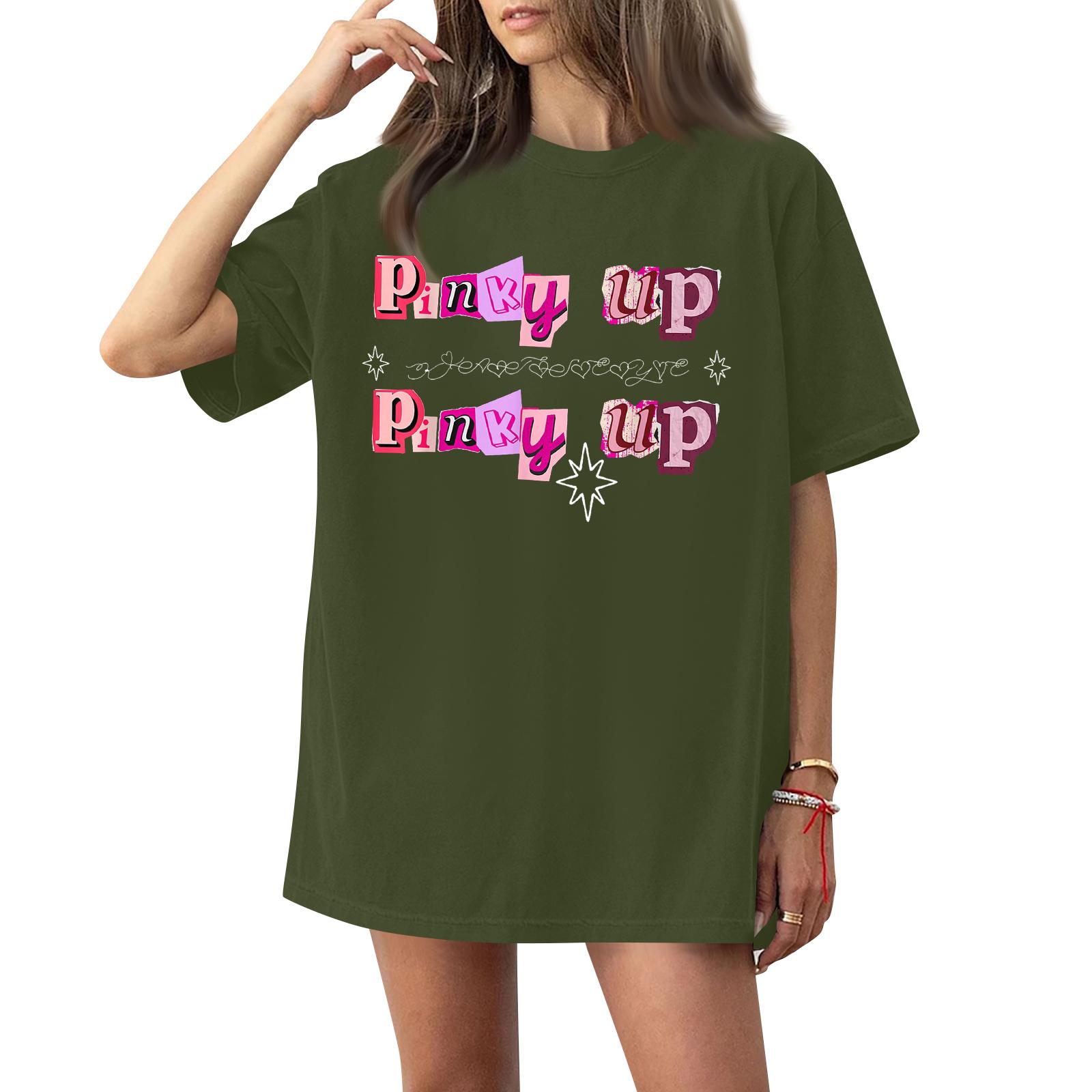 

Women s Casual Fashion Round Neck Casual Print Short Sleeve T-Shirt Top L армия зеленый