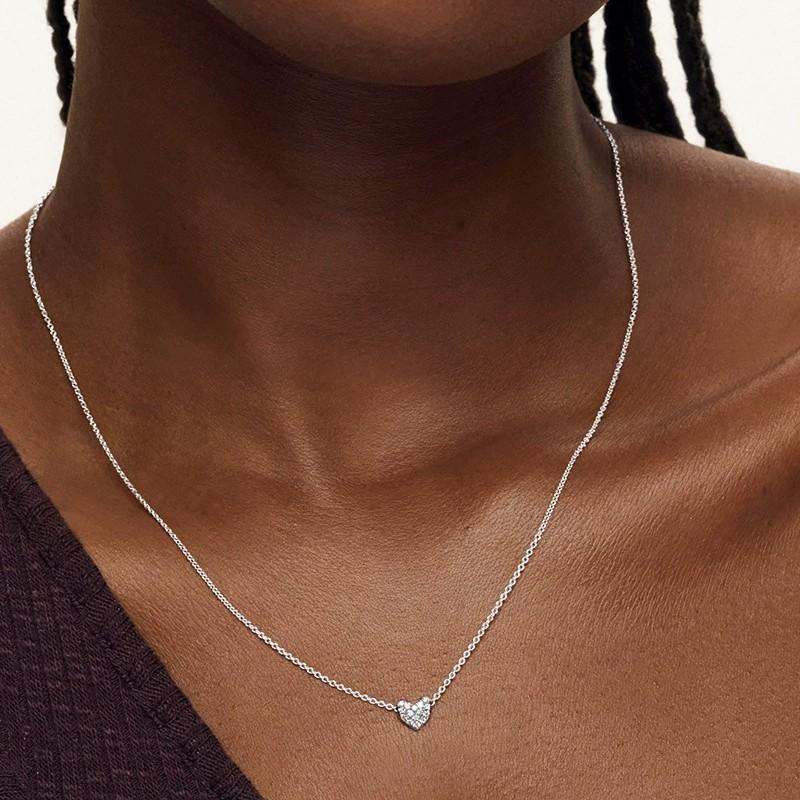 Fashion Jewelry 925 Sterling Silver Simple Heart Pendant Necklace 18K Gold Plated 925 Silver Casual Versatile Necklace for Women