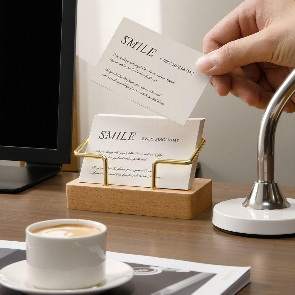 Úložný box na karty Dřevěný držák na karty Ořechové dřevo Stojan na karty Domácí kancelářské potřeby