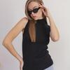 2023 Women's Slim Fit Sleeveless Knitted Sweater Vest - Casual Half-High Collar Solid Color Top