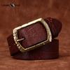 Ice Crack Bronze Buckle Thick Top Layer Cowhide Belt Men's Genuine Leather Fashion Trend Personality Jeans Belt