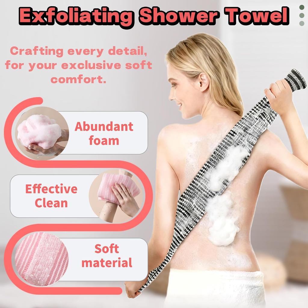 Exfoliating Shower Towel, Back Scrubber for Shower, Towel for Your Back, Body Scrub Bath Towel