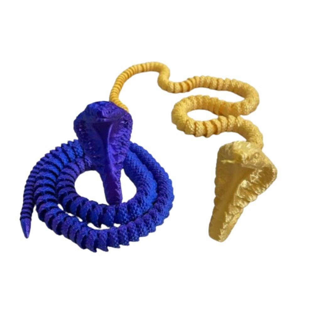 Realistic 3D Printed Snake Multicolor Animal Simulation Model Cobra Ornament  Car Decoration