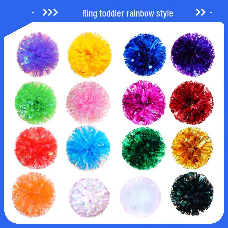 Rainbow Cheerleading Pom-Poms and Hand-held Dance Flowers Standard