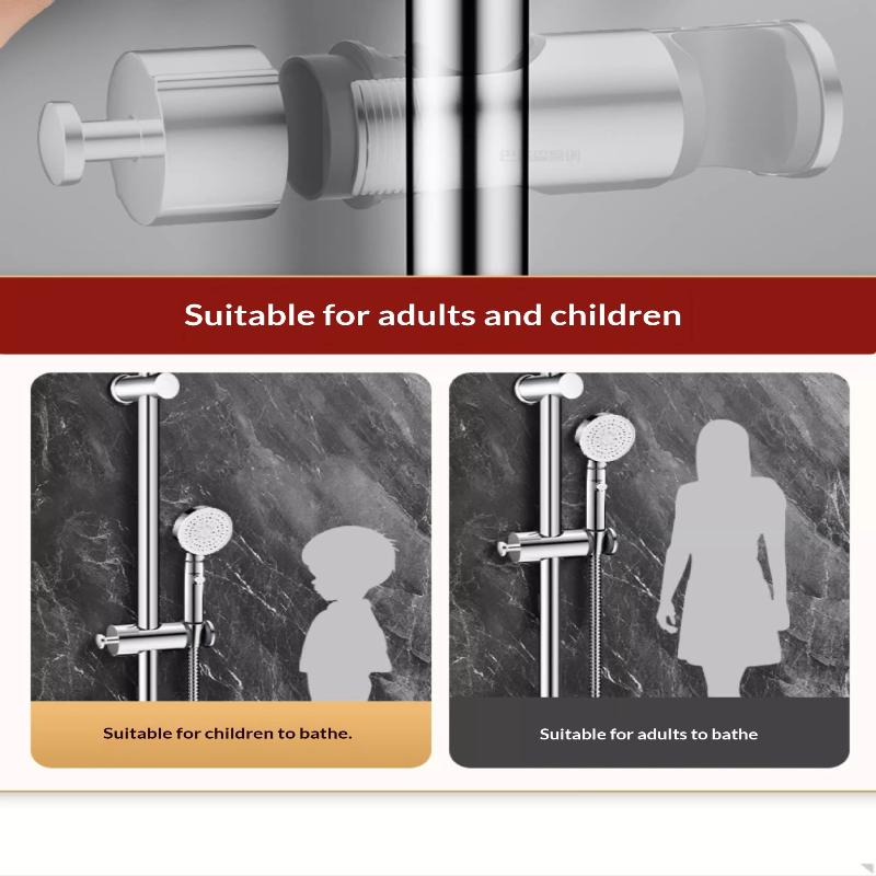 Round Pipe Shower Head Holder Rotatable Adjustable Bathroom Slide Bar Shelf Replacement Riser Rail Bracket