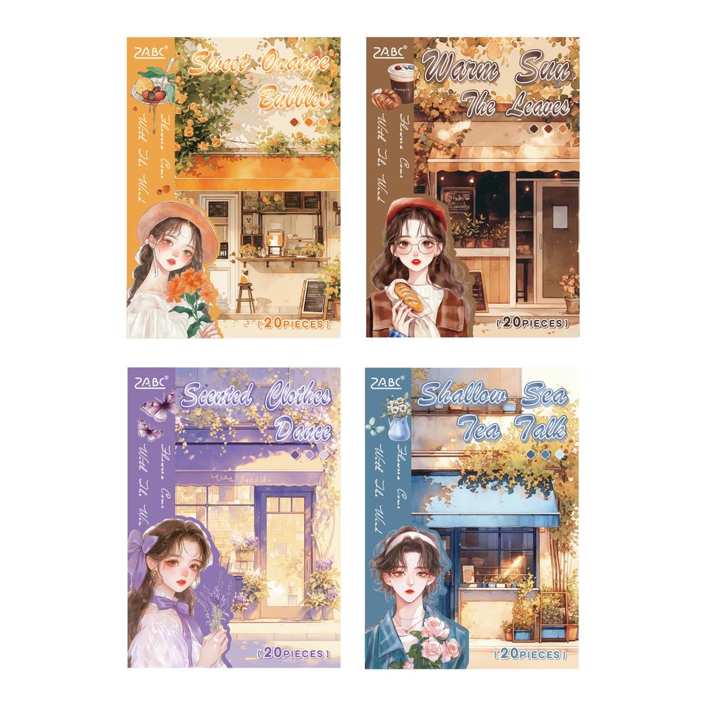 Cute Girl PET Sticker Book - 20pcs Cartoon Character Die-Cut Decals for Journal & Scrapbooking