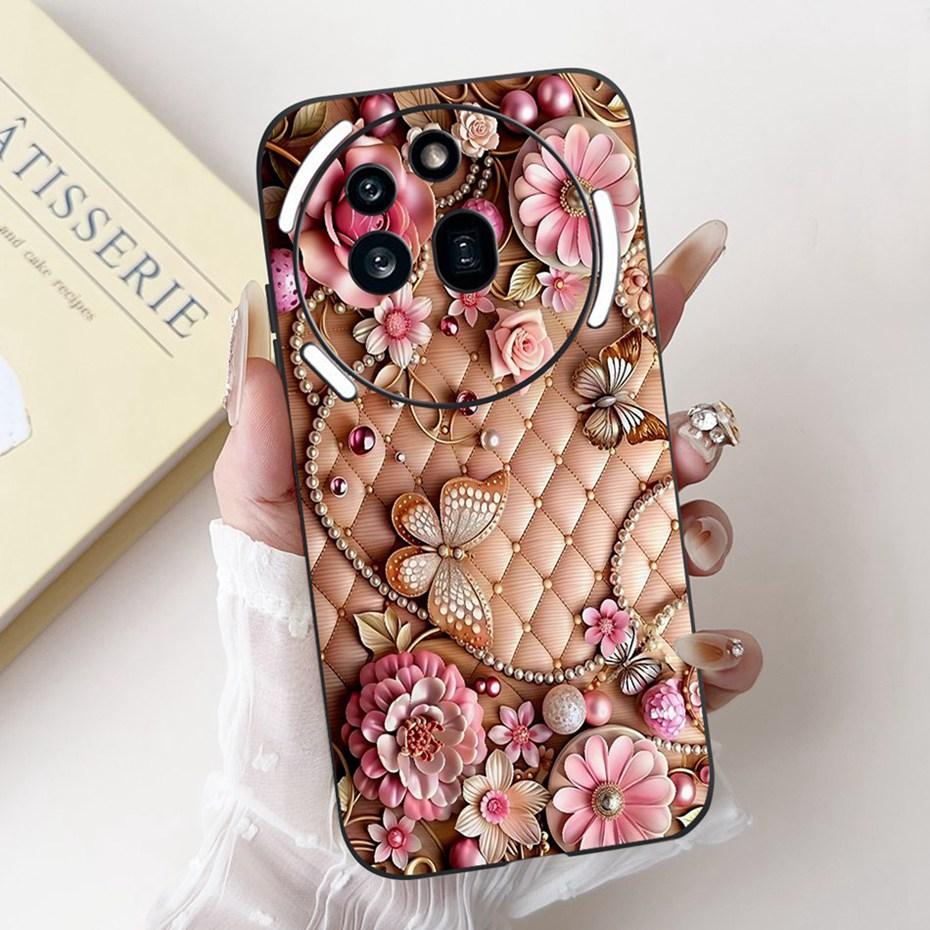 Beautiful Floral Painting Phone Case For Nothing Phone (3a) Pro Black Silicone Soft Cover For Nothing Phone3a 3a Pro Bumpers