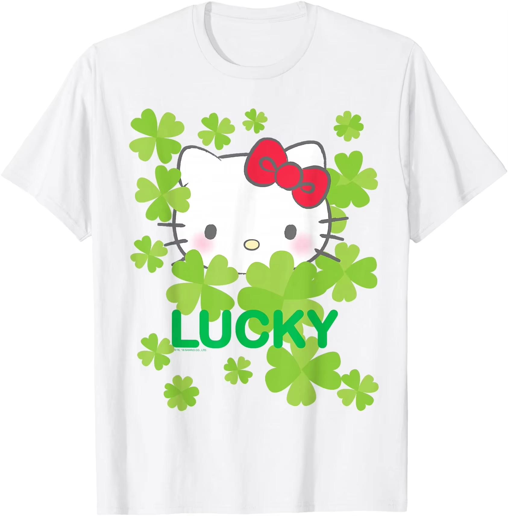 

2026 Summer HelloKitty Cartoon Graphic Tee Casual Short Sleeve Cotton Tops for Adults Kids Lovely Kawaii Streetwear Style S