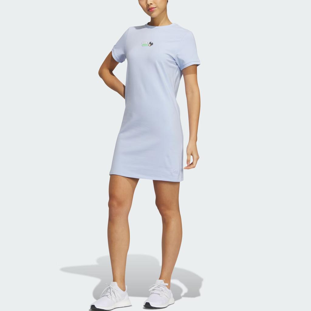 Adidas Graphic Dress With Embroidered Logo Women Dress Light-Pink Blue HY2865