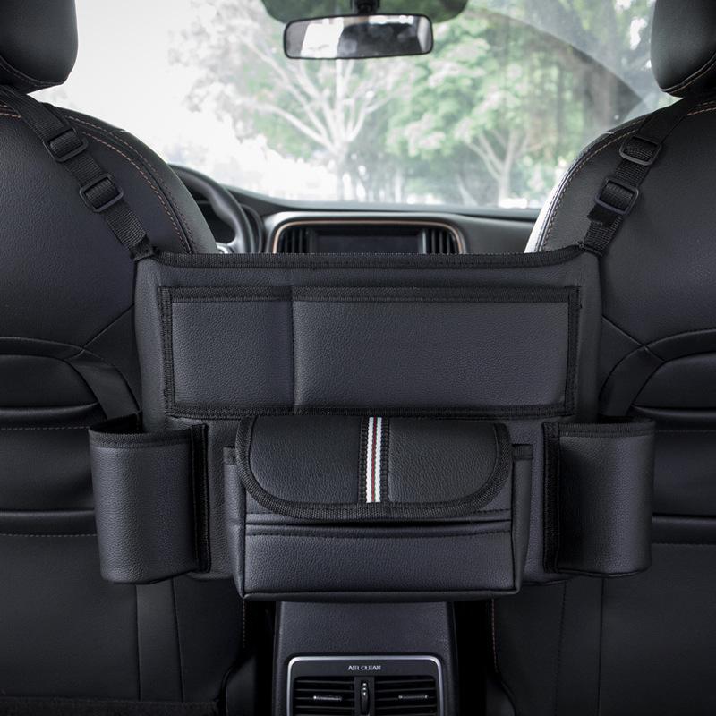 Car Seat Gap Storage OrganizerBetween Front Seats Multi-Pocket Tissue Box Cup Holder Universal Car Interior Storage Accessory