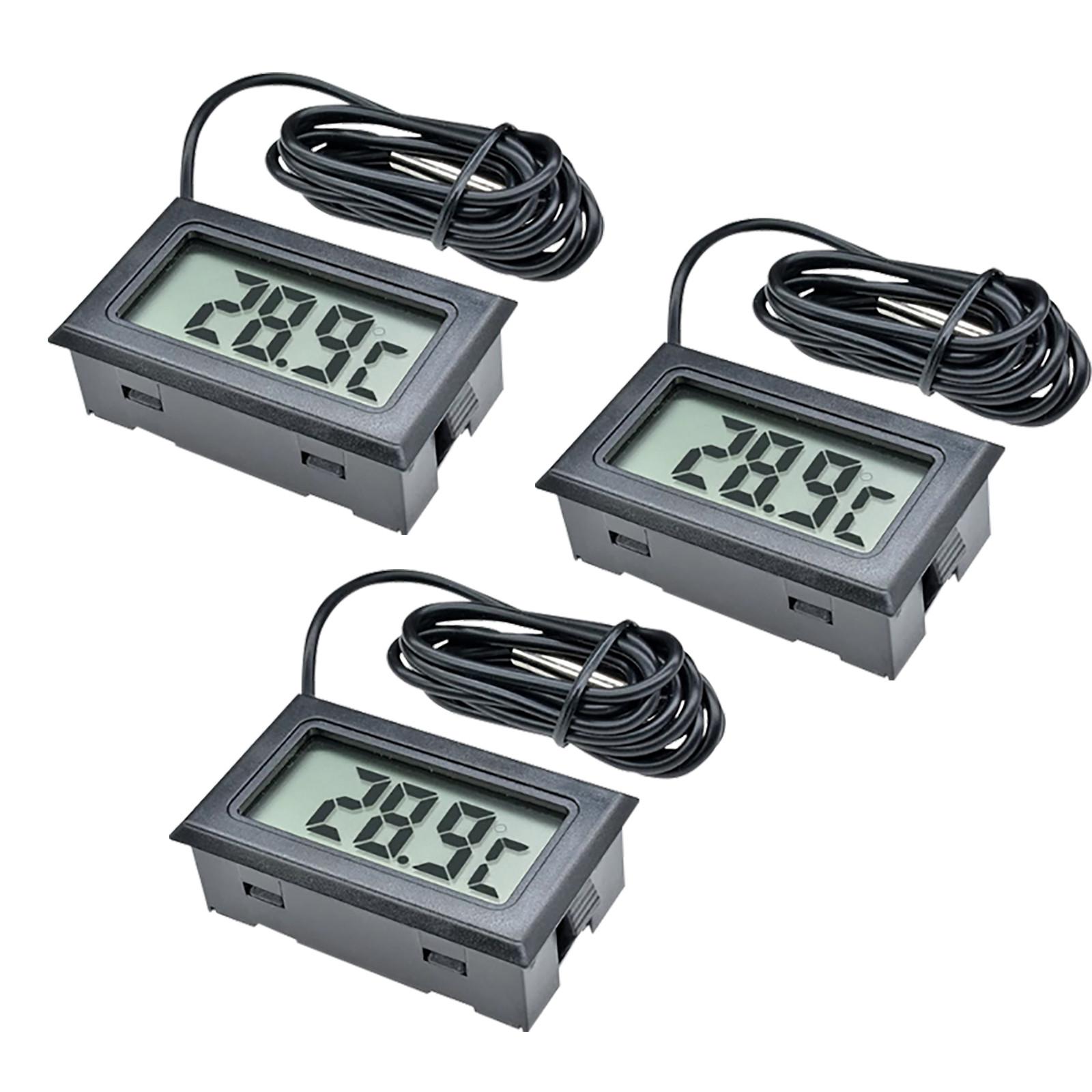 

3pcs Black Digital Thermometers In Steel For Fridge And Freezer, With Monitor