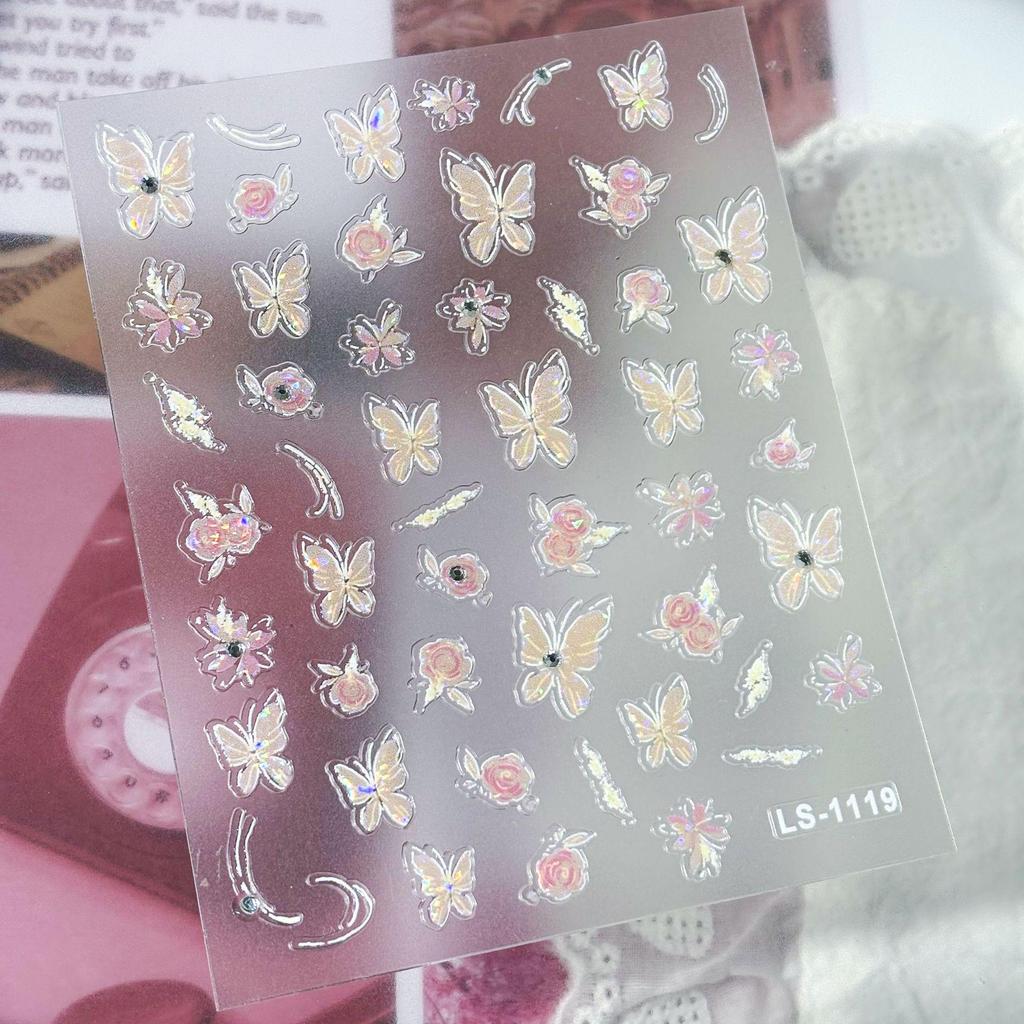 Crystal Diamond Butterfly & Rose Gradient DIY Nail Stickers