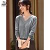 Women's V-neck Lace Patchwork Knit Sweater