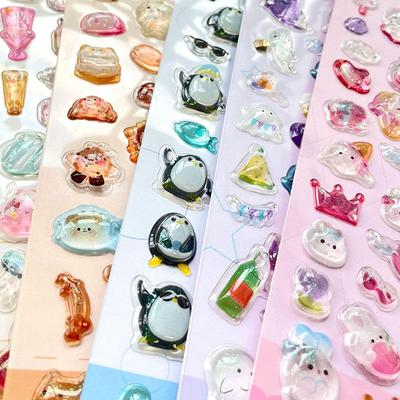 Kreskówkowe naklejki 3D z reliefem, z diamentami i kamieniami szlachetnymi, Kawaii DIY, naklejki do dekoracji telefonu komórkowego, kreatywne puszyste naklejki PVC, prezenty