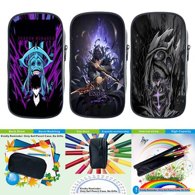 Anime Solo Leveling Pencil Case Sung Jin Woo Pen Bag Statue of God Student Stationery Storage Bag Statue of God Portable Pencil Box Kids Gift