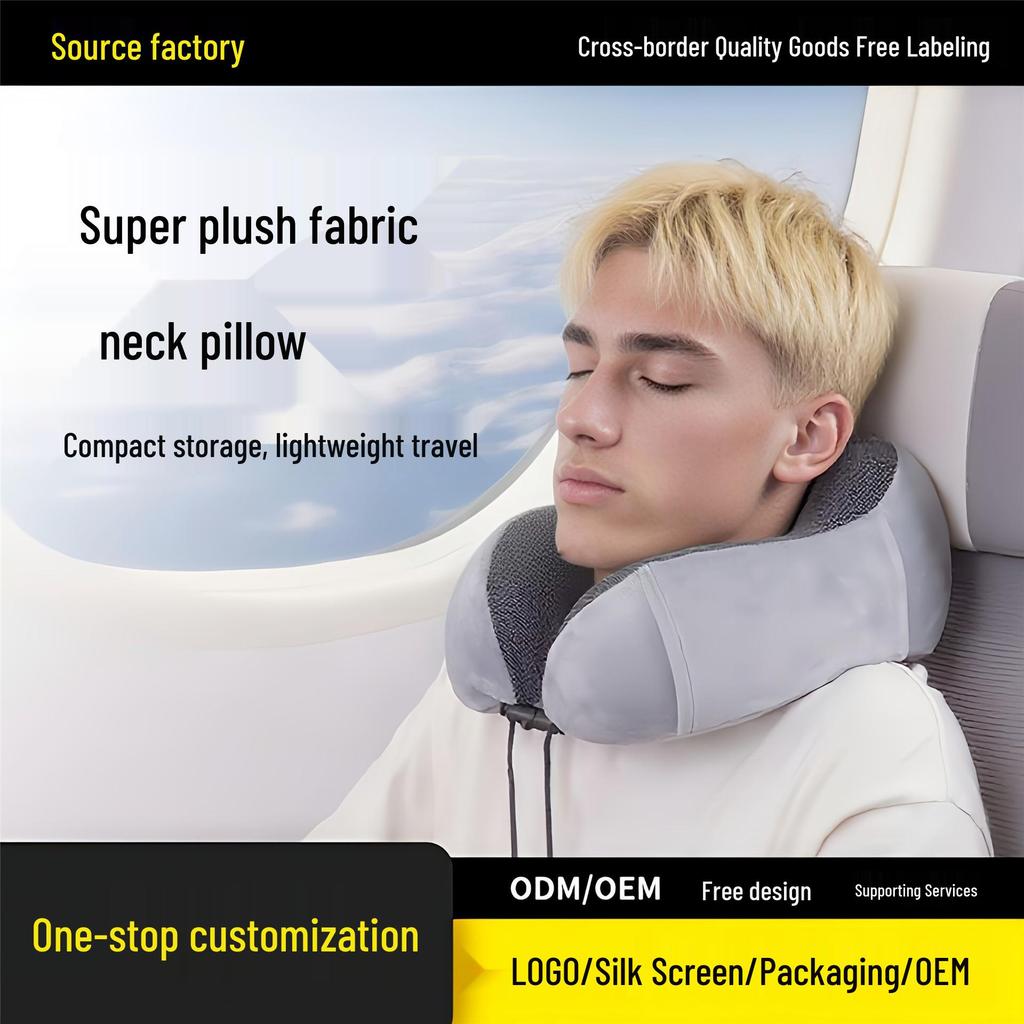 Memory Foam U-shaped Travel Neck Pillow for Airplane and Car