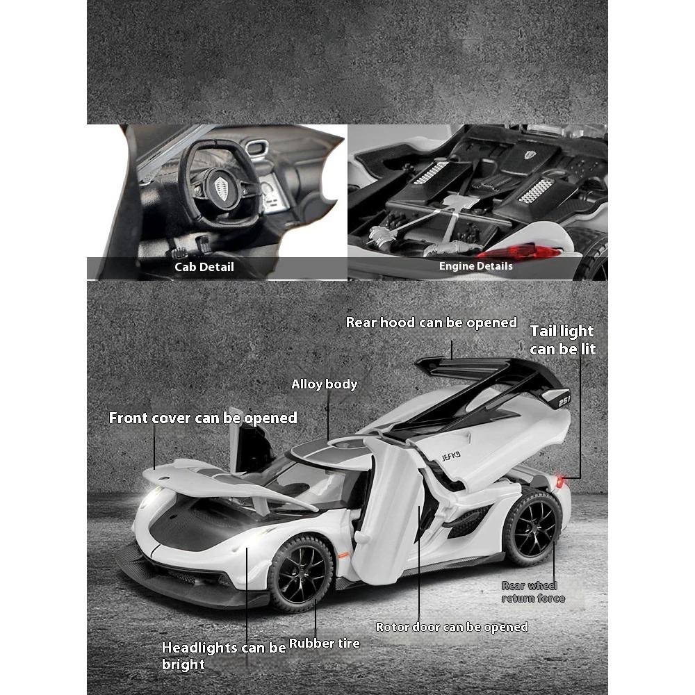 1/32 Legierung Druckguss Koenigsegg JESKO Sportwagen Modell Ton und Licht Rückzugsgürtel Basis Ornament Kinderspielzeug Geburtstagsgeschenk