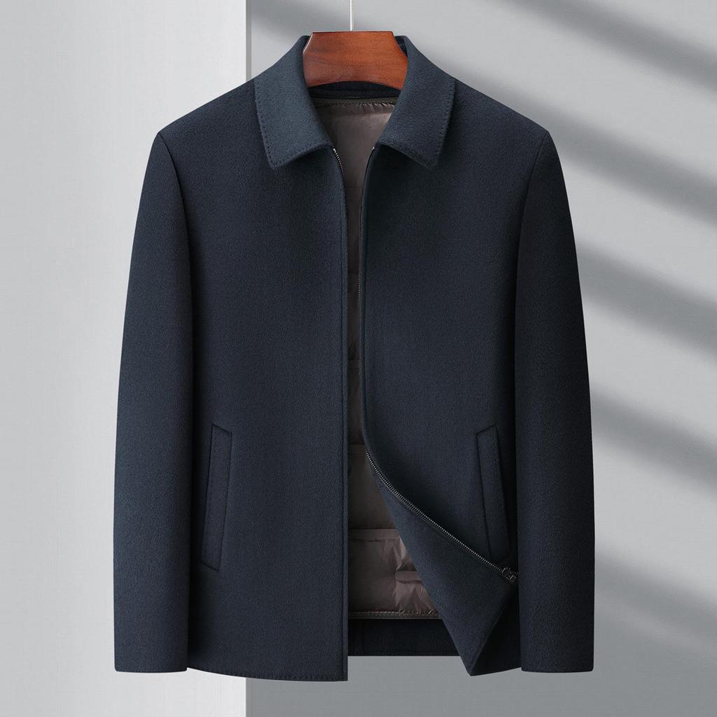 Brand Men's 2025 Autumn/Winter Wool Coat - Lapel, Detachable Down Lining, Double-Faced Wool Overcoat.