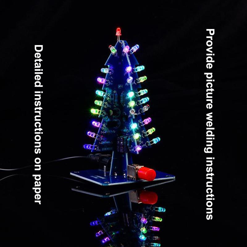 Xmas Tree DIY Kits LED Multicoloured 3D Christmas Tree Electronic DIY Kit For Soldering Practice Learning