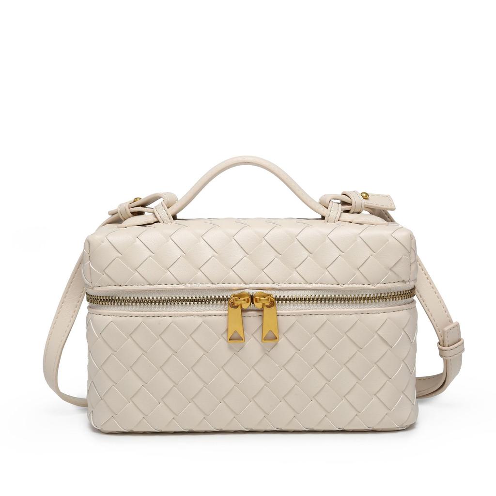 Box Cosmetic Bag Lunch Box Bag Shoulder Crossbody 23cm Hand-woven Portable Small Square Bag Factory Wholesale
