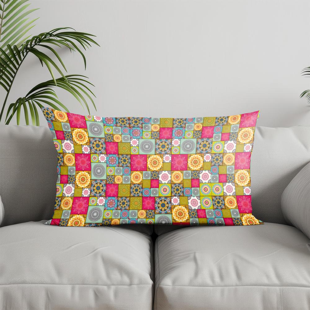 Home Decor Colorful Pattern Square Pillow Suitable For Sofa Bedroom Car Pillow Cover Cushion Rectangular Back Cushion