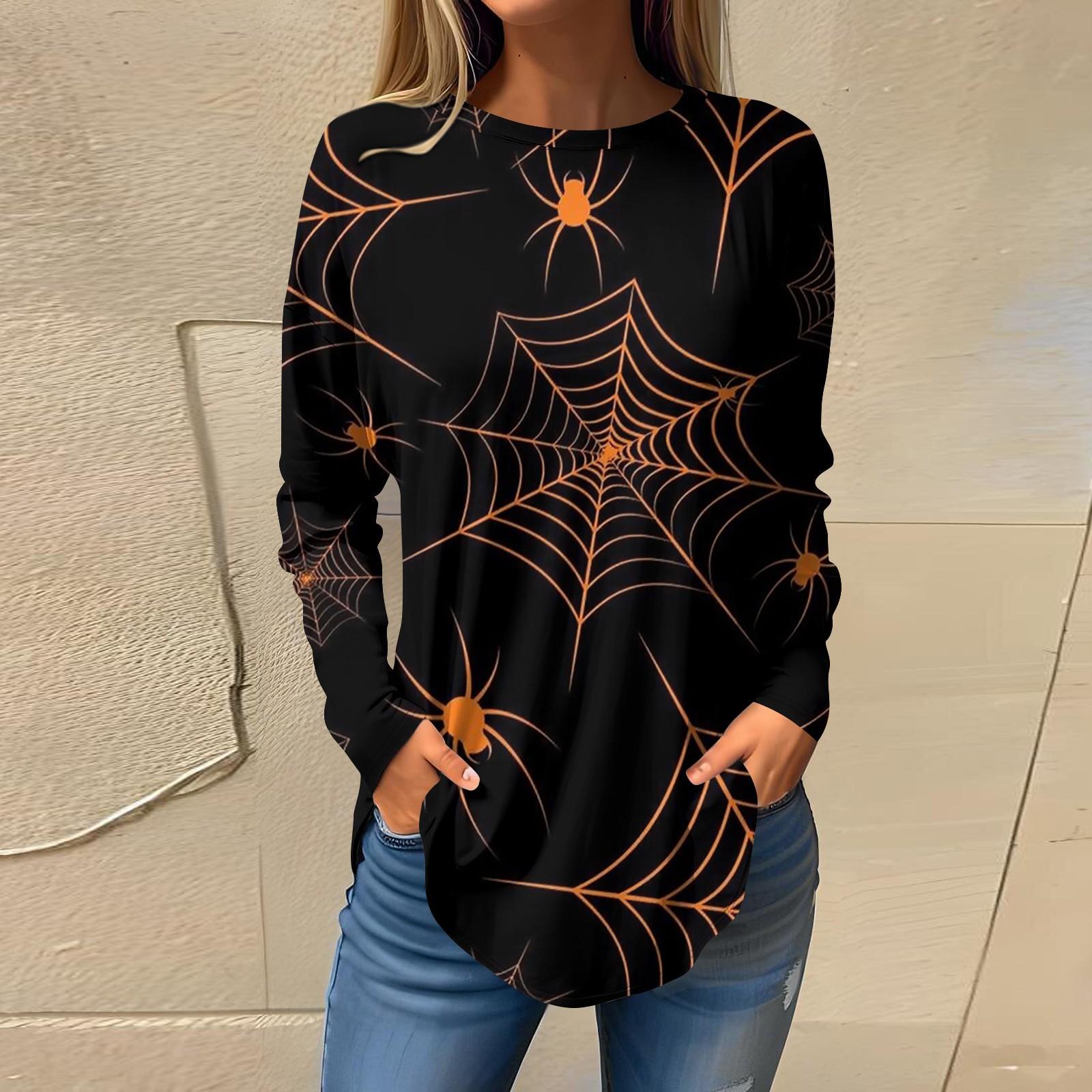 

Женская свободная футболка с длинным рукавом с круглым вырезом и принтом, верхний пуловер XXXL