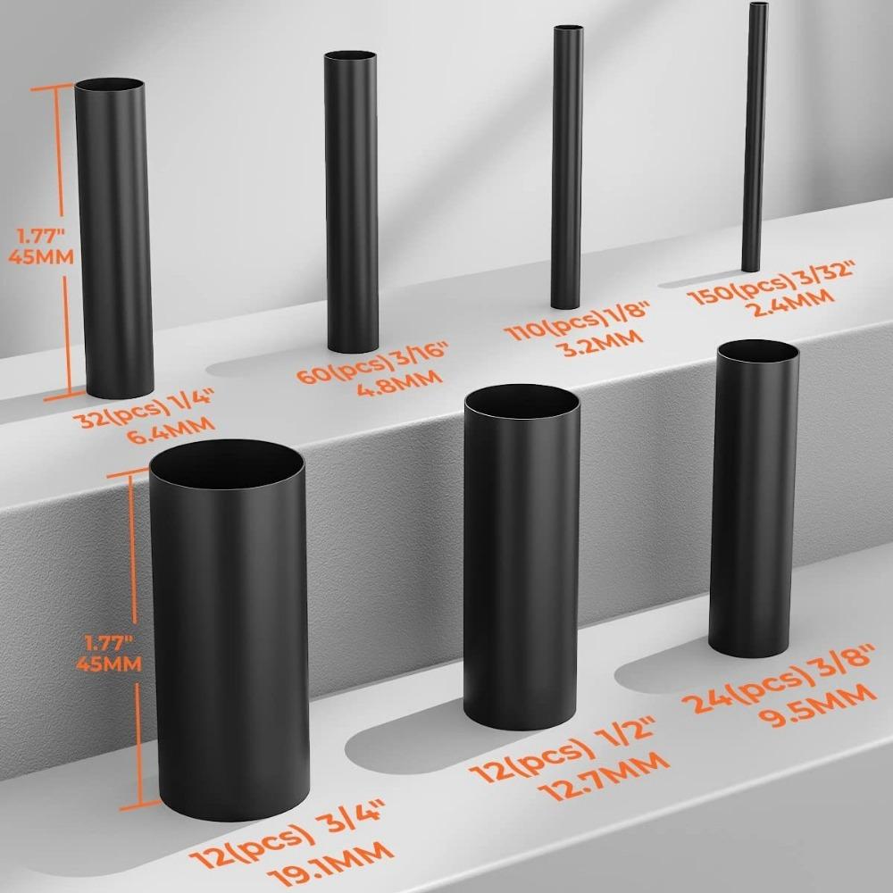 400 Pcs Black Insulation Sleeving PE Shrink Tubing Heat Shrink Tubing Kit  Marine Grade Shrink Wrap