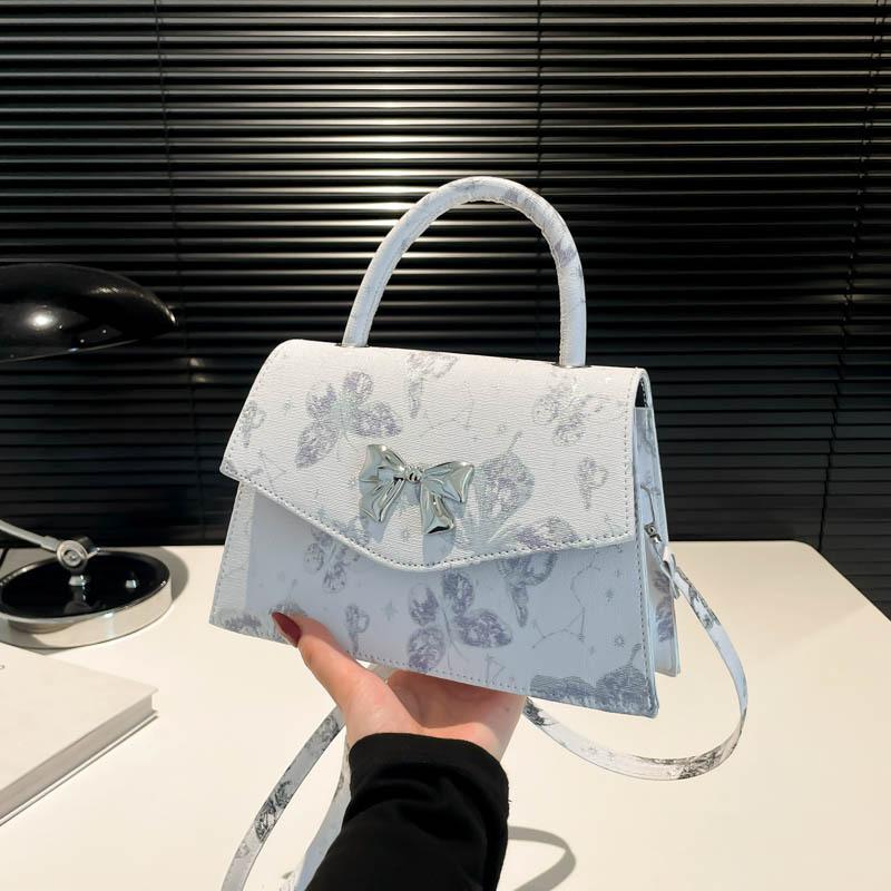 Summer New Printing Casual Texture Small Fresh Butterfly Casual Shoulder Portable Crossbody Small Square Bag Woman