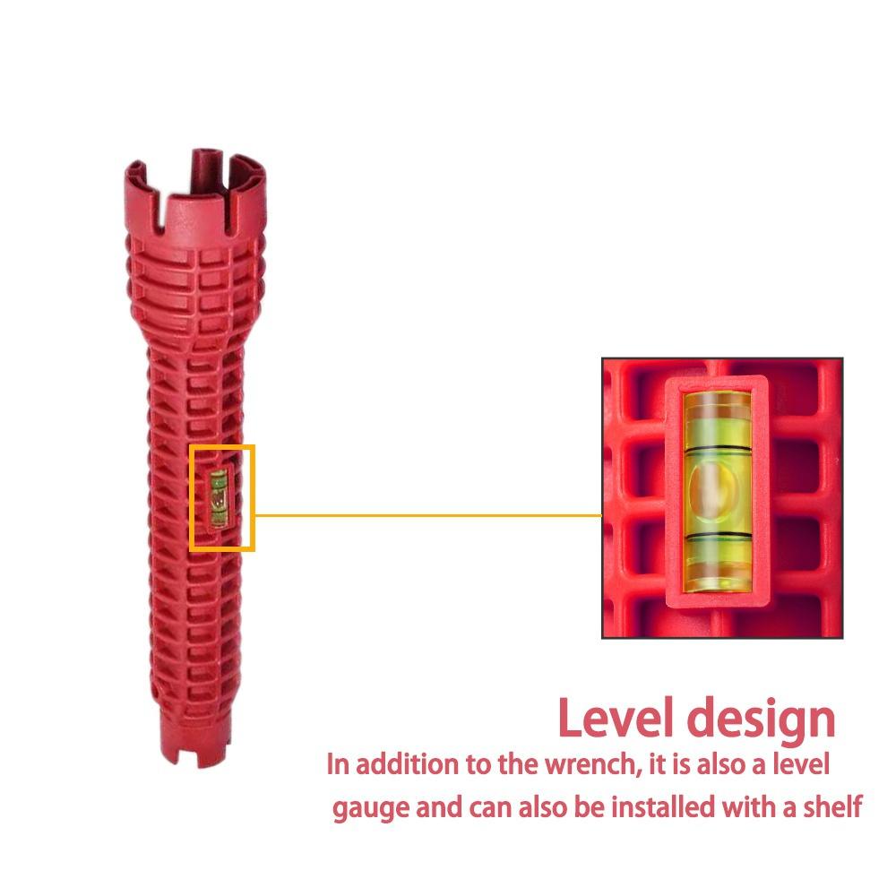 8-in-1-Installationsschlüssel für Wasserhahn und Spüle, rutschfester Griff, Doppelkopf-Reparaturschlüssel, Badezimmer-Schraubenschlüssel
