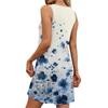 Damen Sommer Casual U-Ausschnitt Blumendruck Kleid Ärmelloses Kleid mit Taschen