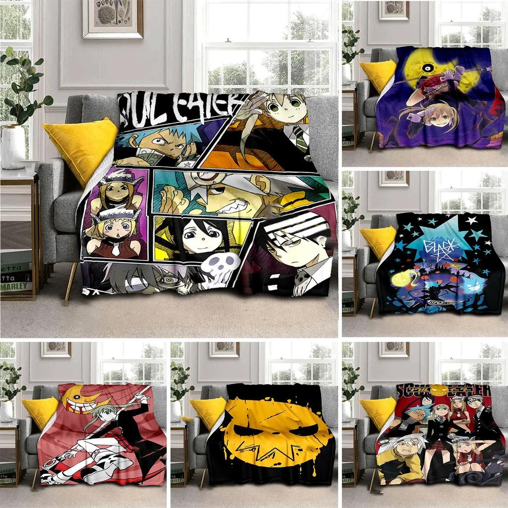 Anime Soul Eater Throw Blanket Soft Cozy Flannel Blanket for Sofa Bed Office Travel Camping Home Decor Gift