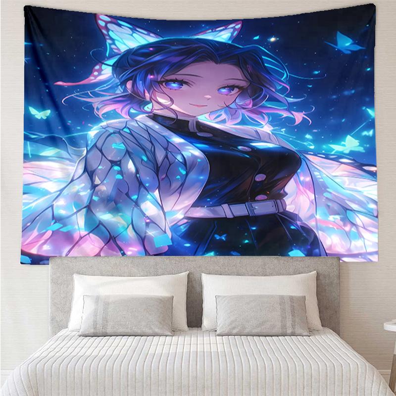 Demon Slayer Shinobu Kocho Tapestry for Bedroom Aesthetic Classroom Tapestries Wall Hanging for Living Room Dorm Office,Ideal Creative Gift