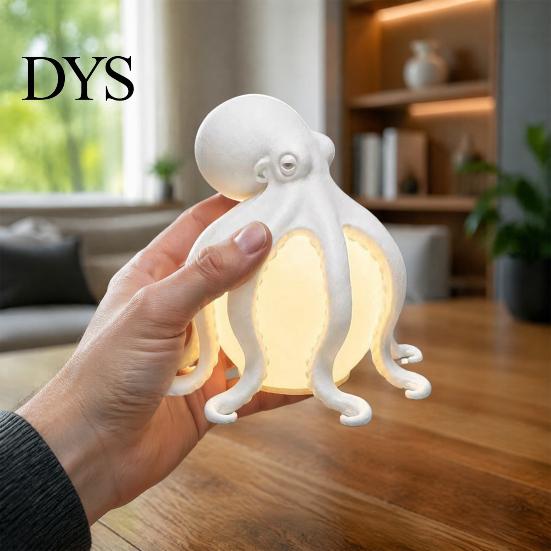 Holiday Housewarming Present 3D Printed Octopus Ocean Table Lamp, Artistic Tentacle Sculpture Decor, Warm Glow Unique Lighting Coastal Nautical Accent