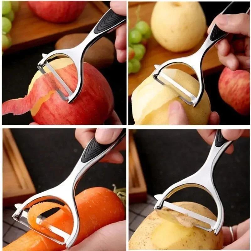 Stainless Steel Vegetable Peeler Ergonomic Multi-Function Kitchen Tool for Potato Carrot Fruit with Non-Slip Grip Durable Blade