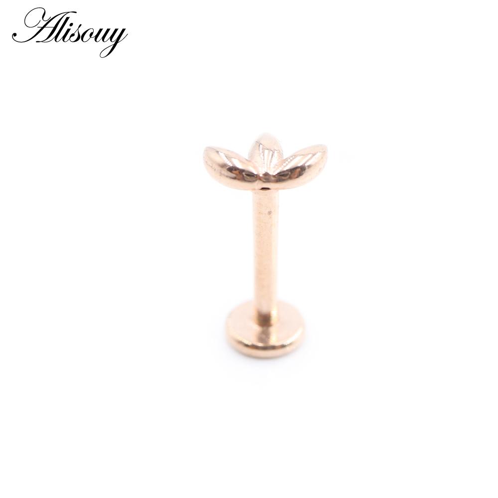 Alisouy 1 Stück Edelstahl Hundepfotenabdrücke Blatt 16G Tragus Helix Bar Labret Lippenring Knorpel Ohr Ohrring Piercing Körperschmuck