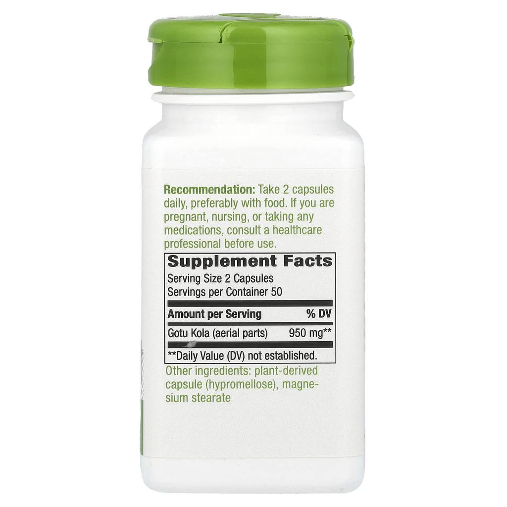 Nature's Way, Gotu Kola Herb, 950 mg, 100 vegetarische Kapseln (475 mg pro Kapsel)