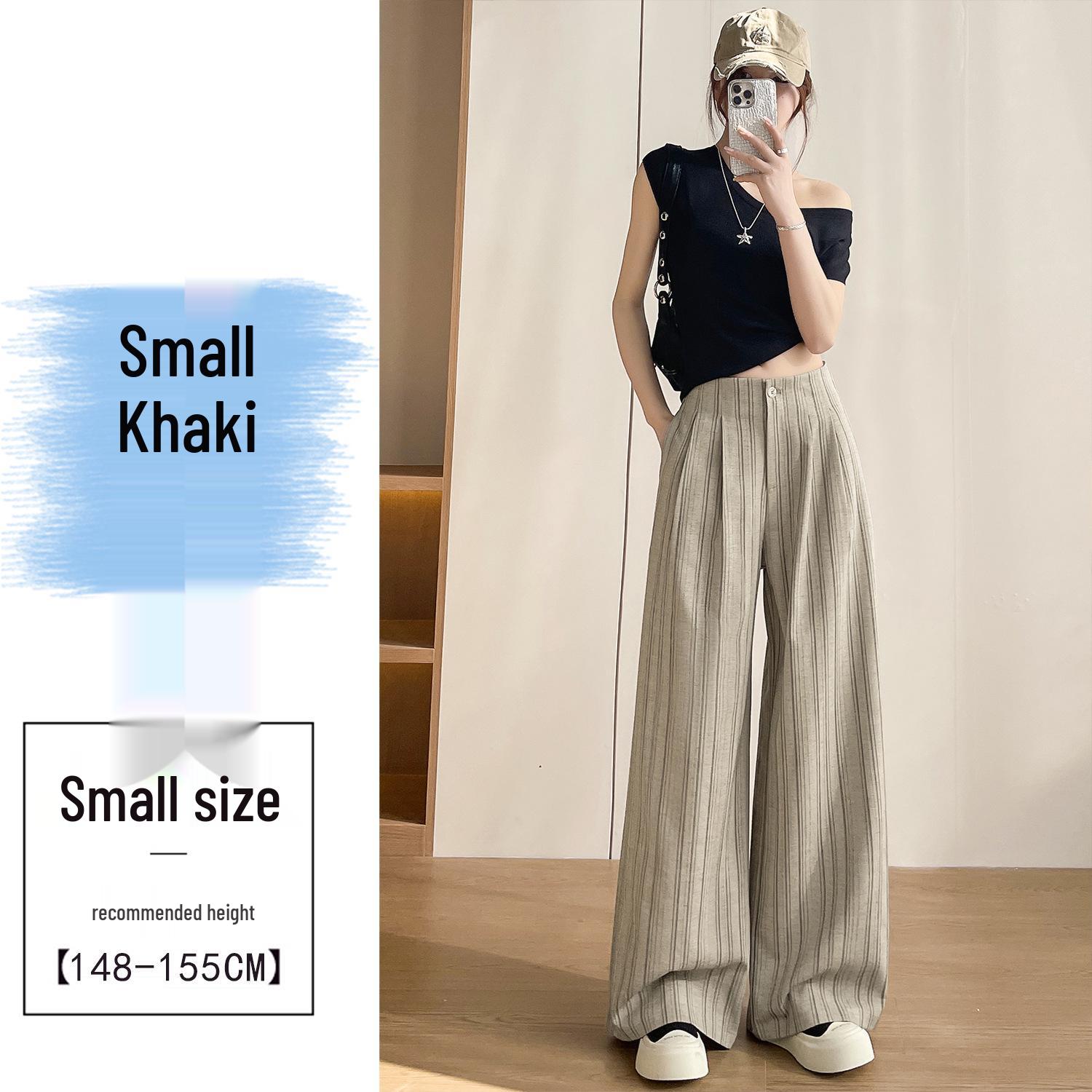Women s High-Waisted Striped Suit Pants - Spring 2026 New Arrival, Petite, Slimming, Casual, Drape Feel L