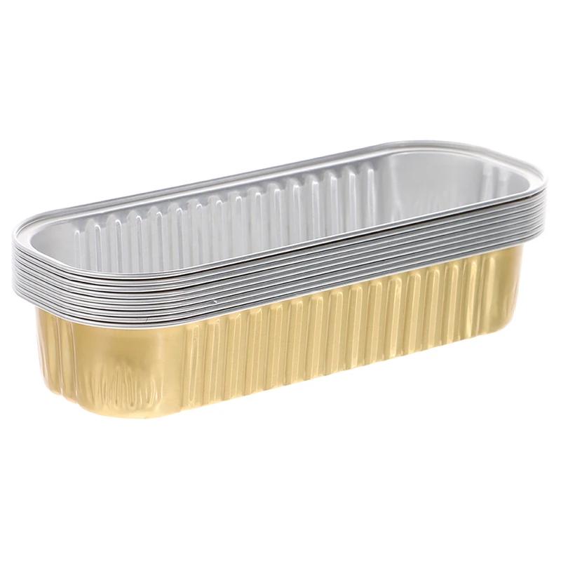 10pcs 200ml Aluminum Foil Loaf Pans With Lids Rectangle Non-Stick Baking Tins Bread Packing Container Disposable Bakeware Molds