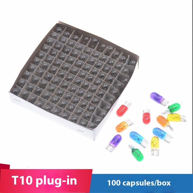 100Pcs/Box T10 5W Led Car Light Cob Glass White Auto Automobiles Dome Light Reading Drl Bulb Style 12V License Plate Lamp