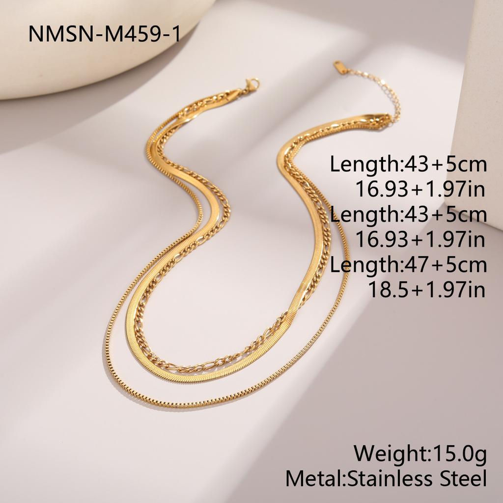 GEMCHIC Women's Gold Layered Chain Necklace Set Stainless Steel Snake & Figaro Link Choker Jewelry
