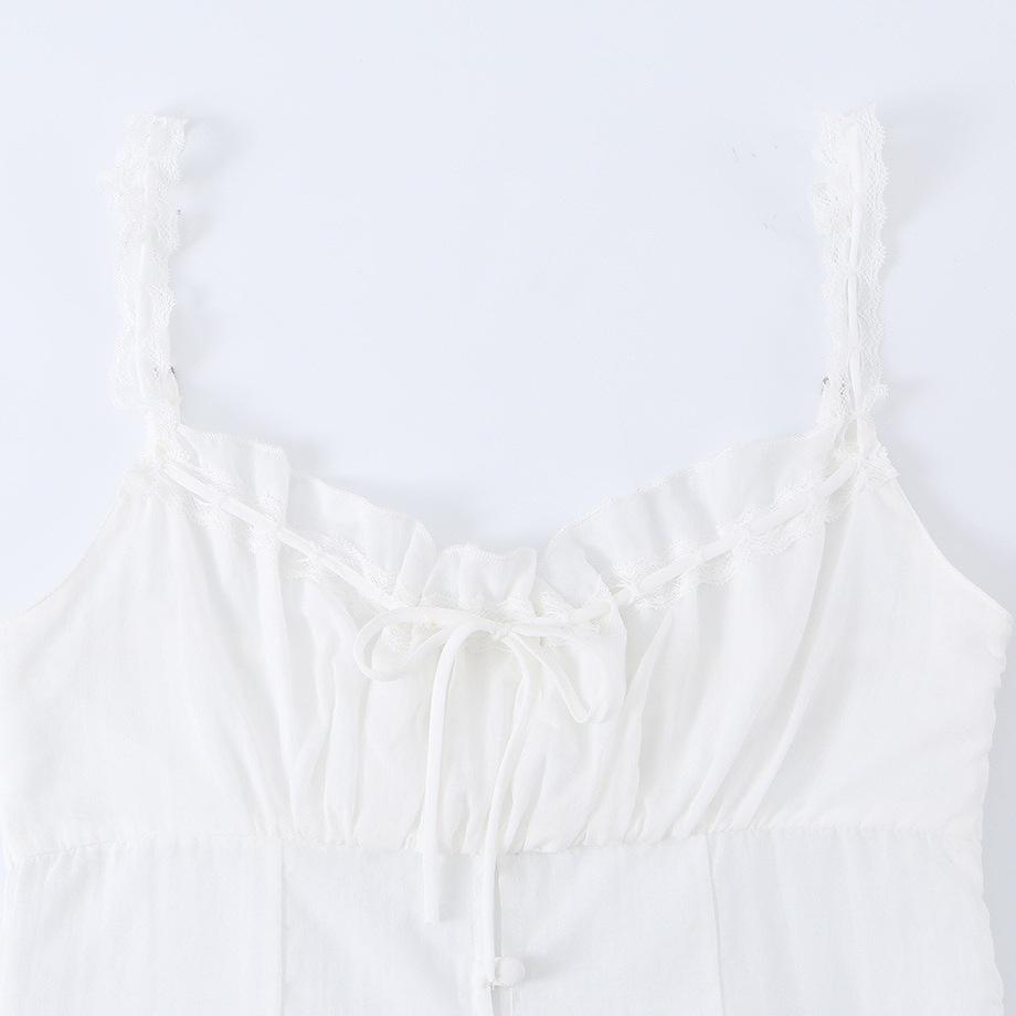 European and American style, new women's clothing, square collar, fungus edge, lace shoulder strap, sling vest top.