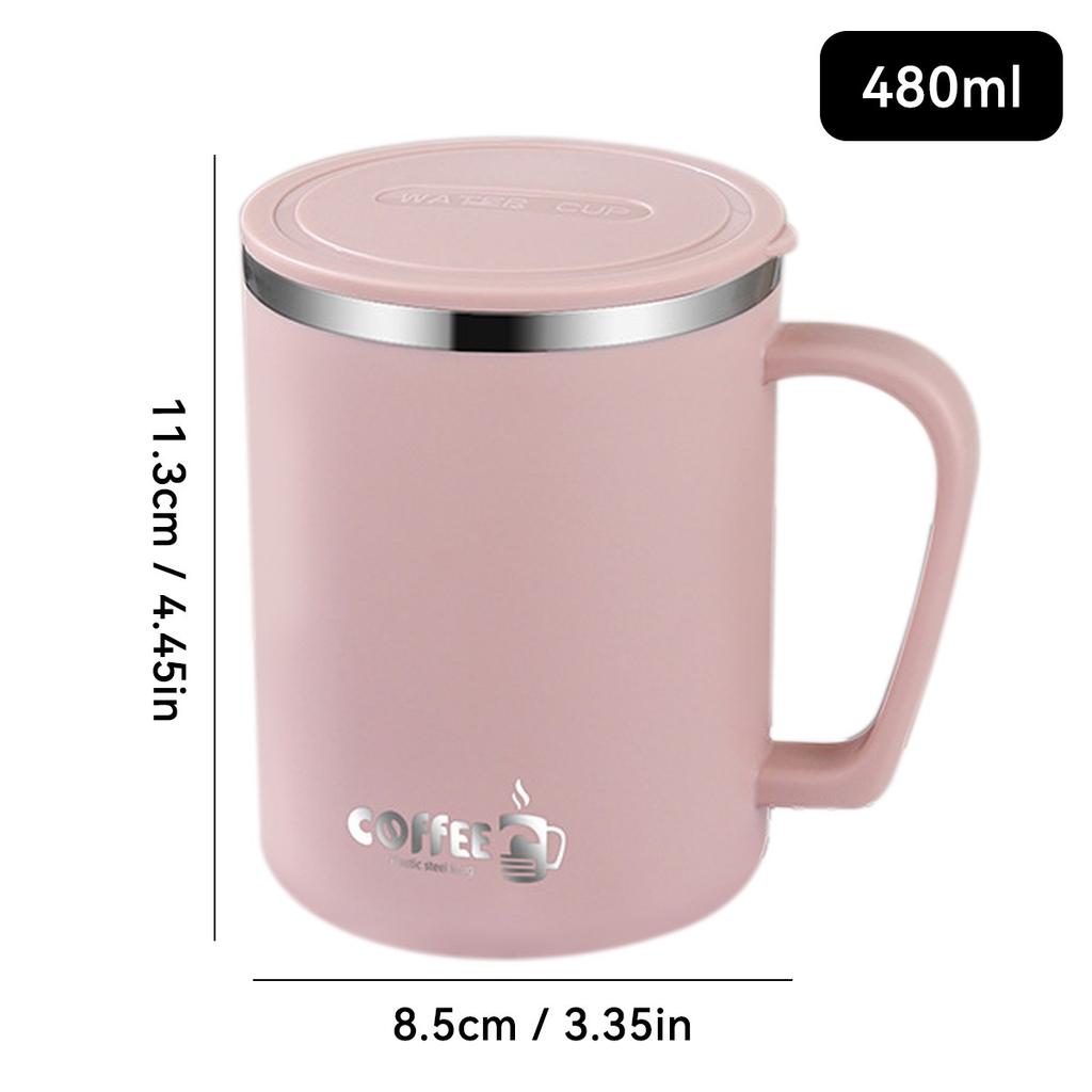 Insulated Travel Coffee Mug with Lid and Handle 304 Stainless Steel Tumbler Portable Leakproof Thermal Cup Tea Water Bottle