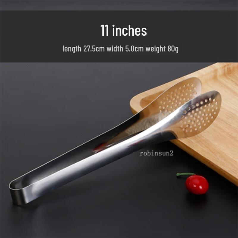 HANDUNYOU 11-Inch Stainless Steel Food Tongs (10-Pack)