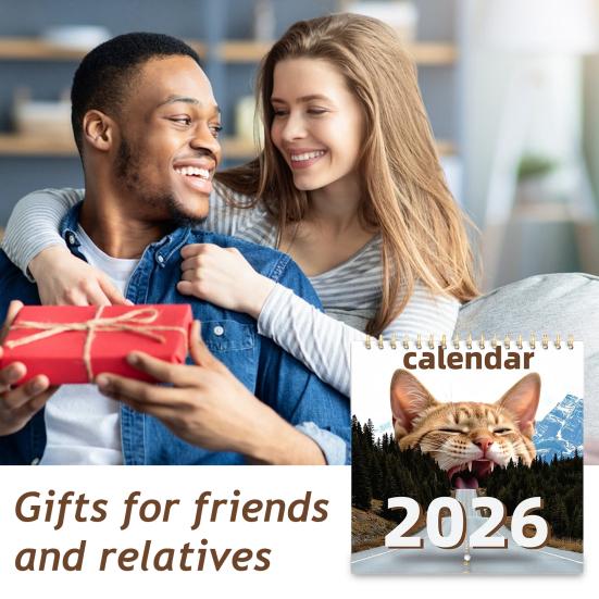 2026 Wall Calendar 2026 Jan. Dec. 2026 12 Monthly Planner with Funny Cat Images Spiral-Bound Wall Hanging Calendar for Cat Lovers